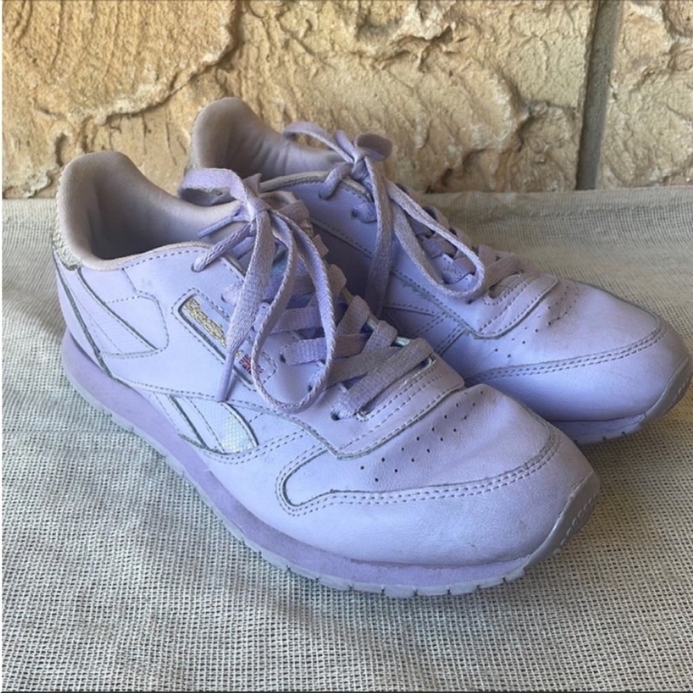 Reebok Classic Leather Metallic Sneakers Purple Retro 90’s Y2k Size 6 Street - Picture 4 of 16